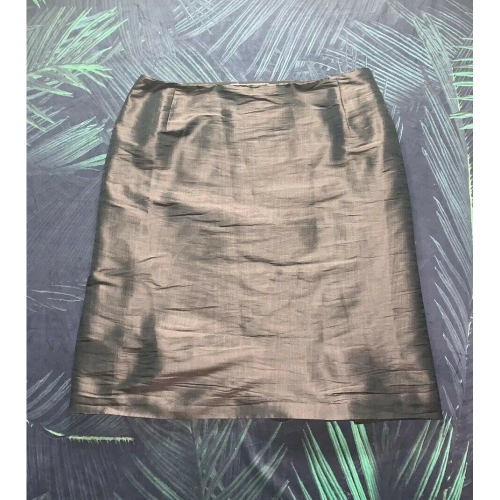 Maxmara VGC High Waist A-line Skirt Short Brown Metallic Silk Blend  12
